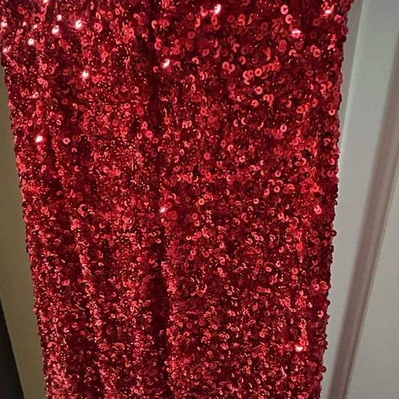Fashion Nova Elegant Red Sequin Strapless Dress - Picture 2 of 4